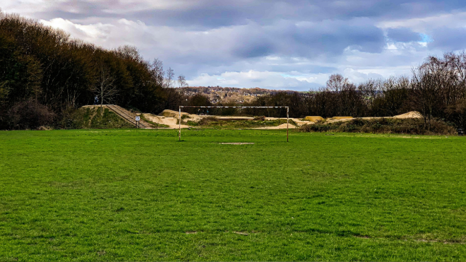 A derelict football goalpost in Sheffield